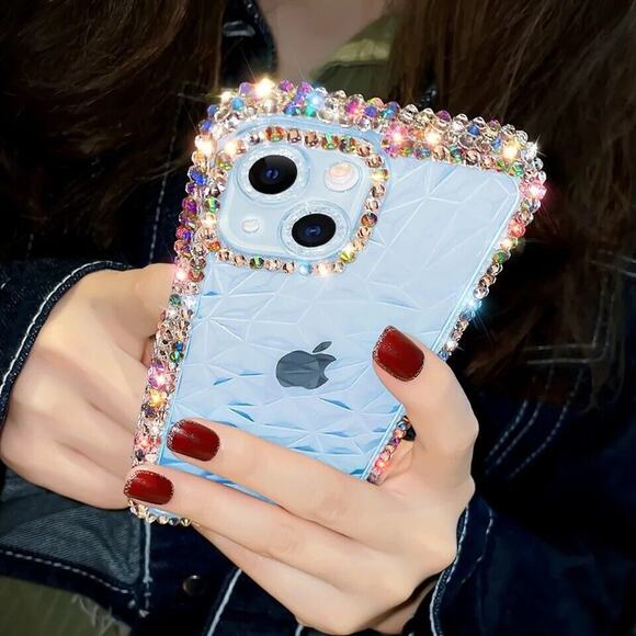 Luxury Diamond Rhinestone Crystal Bling Transparent iPhone Case 13 Pro Clear - Picture 1 of 10